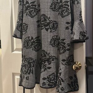 Emma & Michele Black and Gray Checkered Floral Dress